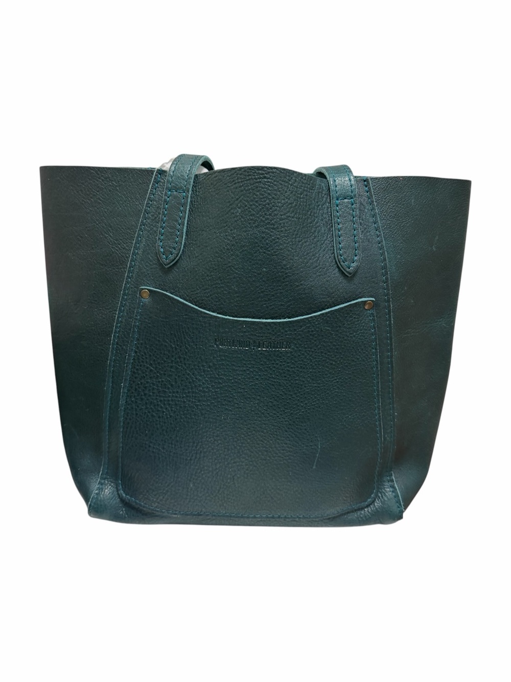 Portland Leather Crinkled Teal Leather Tote Handbag